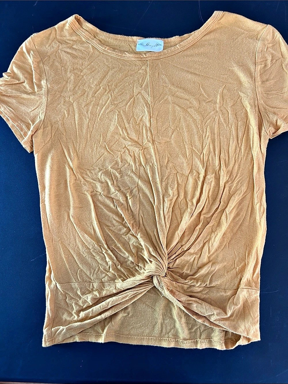 Free People Short Sleeve Twist Front Top in Orange Like New